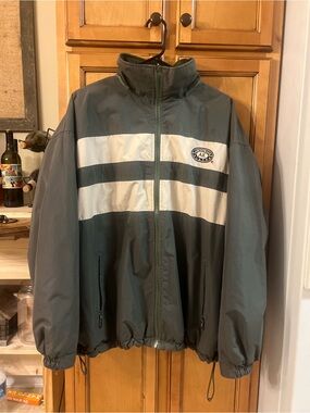 Men’s Reversible Green and Cream Anchorage Alaska Puffer Coat with Pockets